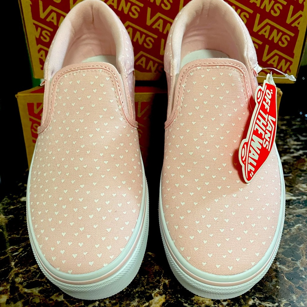 Blushing Mini Pink Hearts Authentic Vans Sneakers